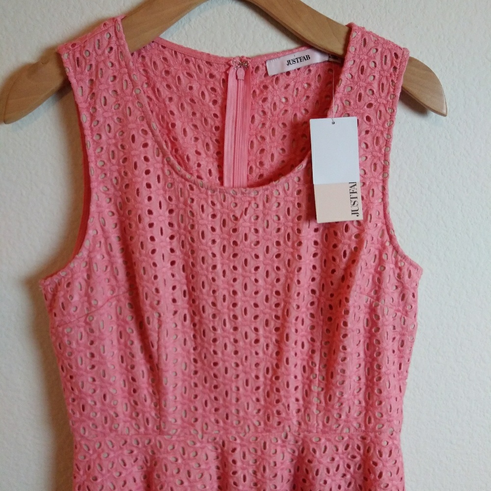 Just Fab Pink Eyelet Dress SZ M